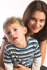 Mother together with the son