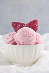 Strawberry ice cream and strawberries.