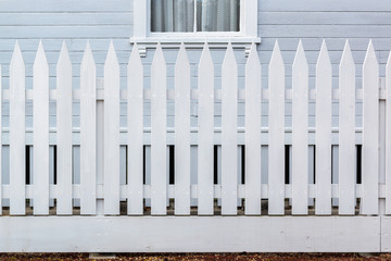 White wooden country style fence