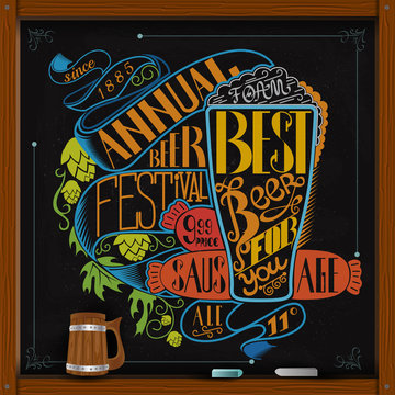 Beer color menu on black chalkboard