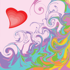 Background Surrealism heart. Colorful background with hearts in retro style.