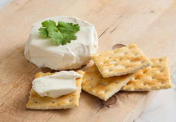 Fototapeta na wymiar Cream cheese with crackers