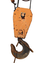 crane steel hook with cable isolated