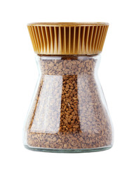 instant coffee in glass jar isolated