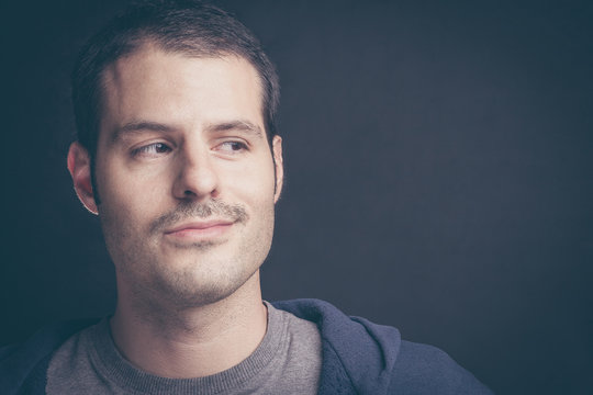 Young man with moustache