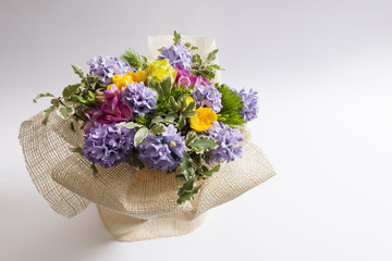 Bouquet of spring coloured flowers

