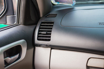Car air conditioning system. Auto interior detail.