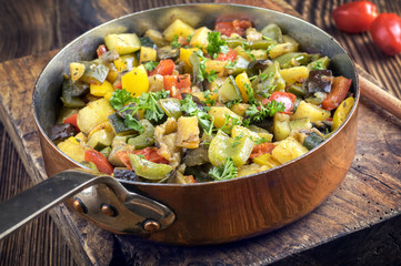 Ratatouille in Kupfer Kasserolle