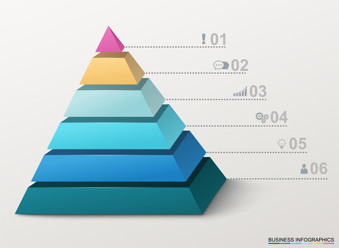 Infographic pyramid with numbers and business icons..