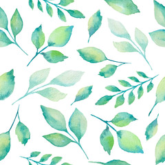 Green watercolor  seamless pattern.