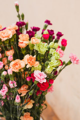Pink and orange roses background