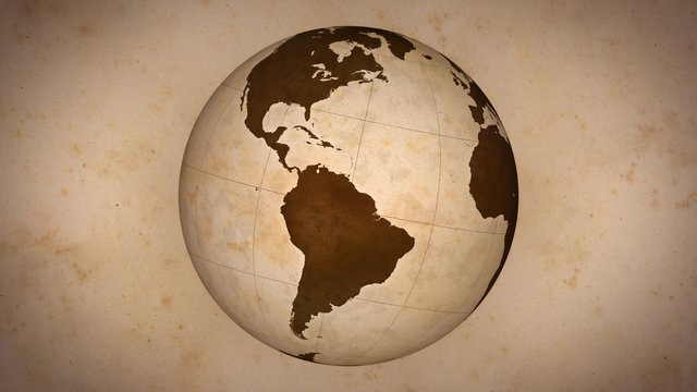 Rotating globe, Loop, old paper.