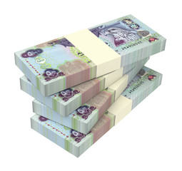 United Arab Emirates dirhams bills isolated on white background. Computer generated 3D photo rendering.