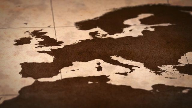 Old paper World Map, Macro, Europe.