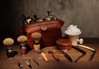 Gentleman's accessories on a luxury wooden board