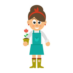 cartoon woman and flower