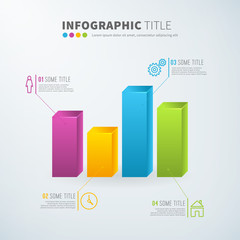 Business infographic bar chart statistics with icons