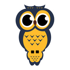 Vector owl sitting on a branch on the isolated background