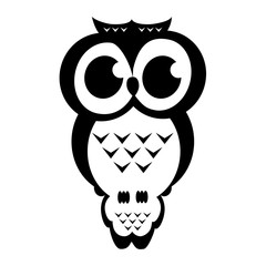 Vector owl sitting on a branch on the isolated background