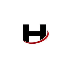 H initial letter with red swoosh