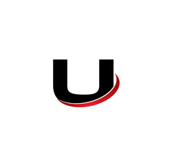 U initial letter with red swoosh