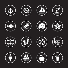 white flat icon set 9 with circle frame for web design, user interface (UI), infographic and mobile application (apps)