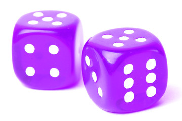 rolling red dice isolated on white