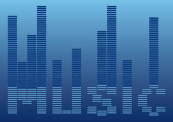 Music vector background. Equalizer vector background. Music illustration. Blue music