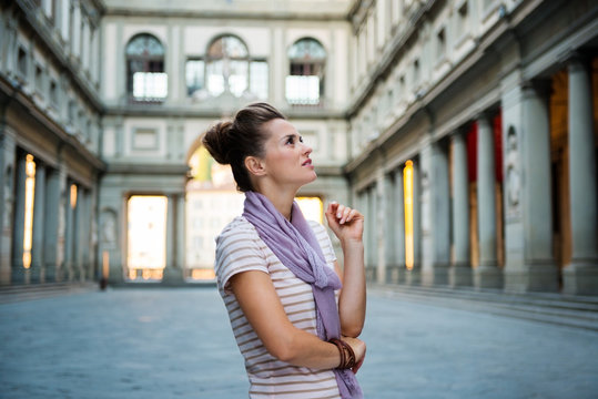 Young woman tourist sightseeing in Florence, Italy