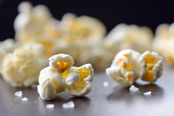 popcorn isolated on black background