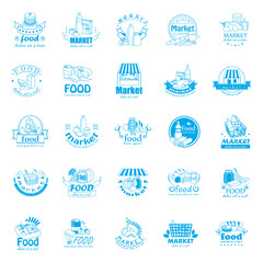 Fototapeta na wymiar Market Food Icons Set - Vector Illustration