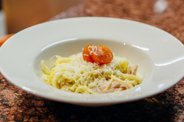 Delicious pasta carbonara 