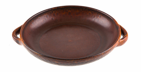 Traditional European brown clay dish