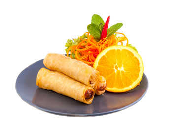 Spring Roll also known as Egg Roll on white background