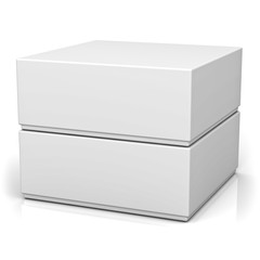 Two blank boxes with lids isolated over white background with reflection
