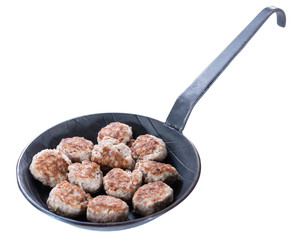 Small homemade Meatballs isolated on white