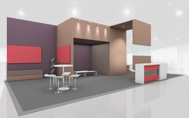 Exhibition Stand in Brown and Beige colors 3d Rendring