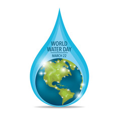 World water day concept with water drop made by globe. Vector il