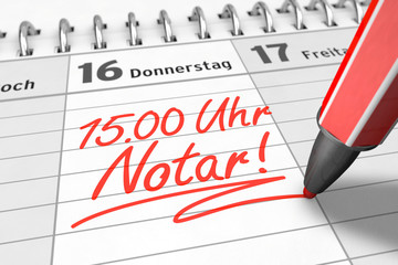 Notar-Termin in Kalender einschreiben