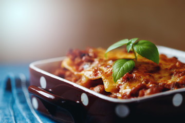 Italian Food Style. Lasagna plate.