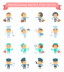 Vector flat infographic people. Professions people icon set: business people, office people, medic, doctor, cook, policeman, avatar people icons. Suitable for infographics, web, social networks.