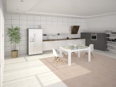 Modern kitchen in minimalist style.