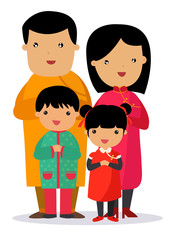 A traditional chinese new year celebration,Happy family