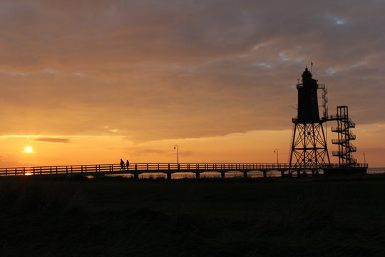 Leuchtturm Obereversand im Sonnenuntergang