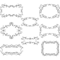 Fototapeta premium Hand-Drawn Flourish Swirl Border Frame. Swirls Design Elements.