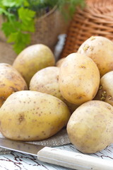 Raw unpeeled potatoes