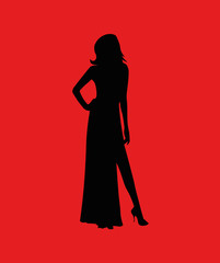
Silhouette of a beautiful girl in a dress