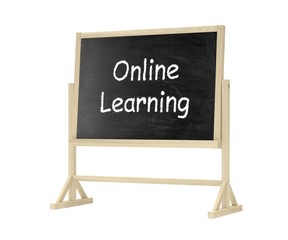 Fototapeta premium Online learning concept. Blackboard, chalkboard isolated on white