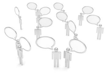 people with talk bubbles isolated over a white background