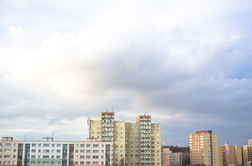 Standardized monotonous block of flats made during era of socialism in Czech Republic 